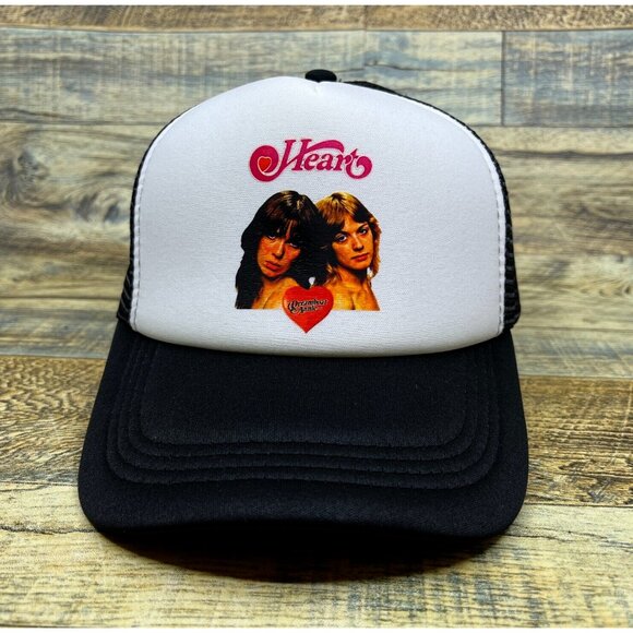 Heart Rock And Roll Unisex Trucker Hat Black Snapback Crazy On You Baseball Cap - Picture 1 of 7